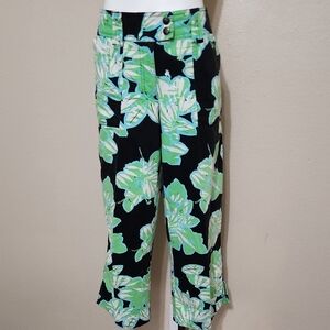 New York & Company Black and Green Floral Pants
